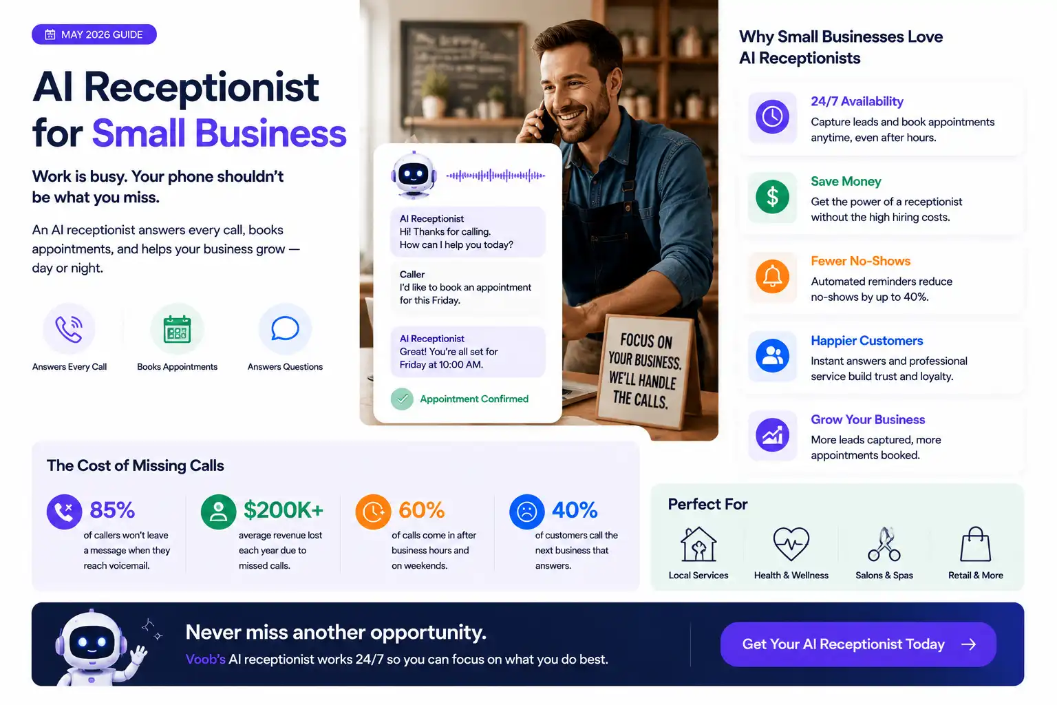 AI receptionist for small business  Voob.ai